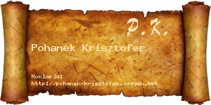 Pohanek Krisztofer névjegykártya